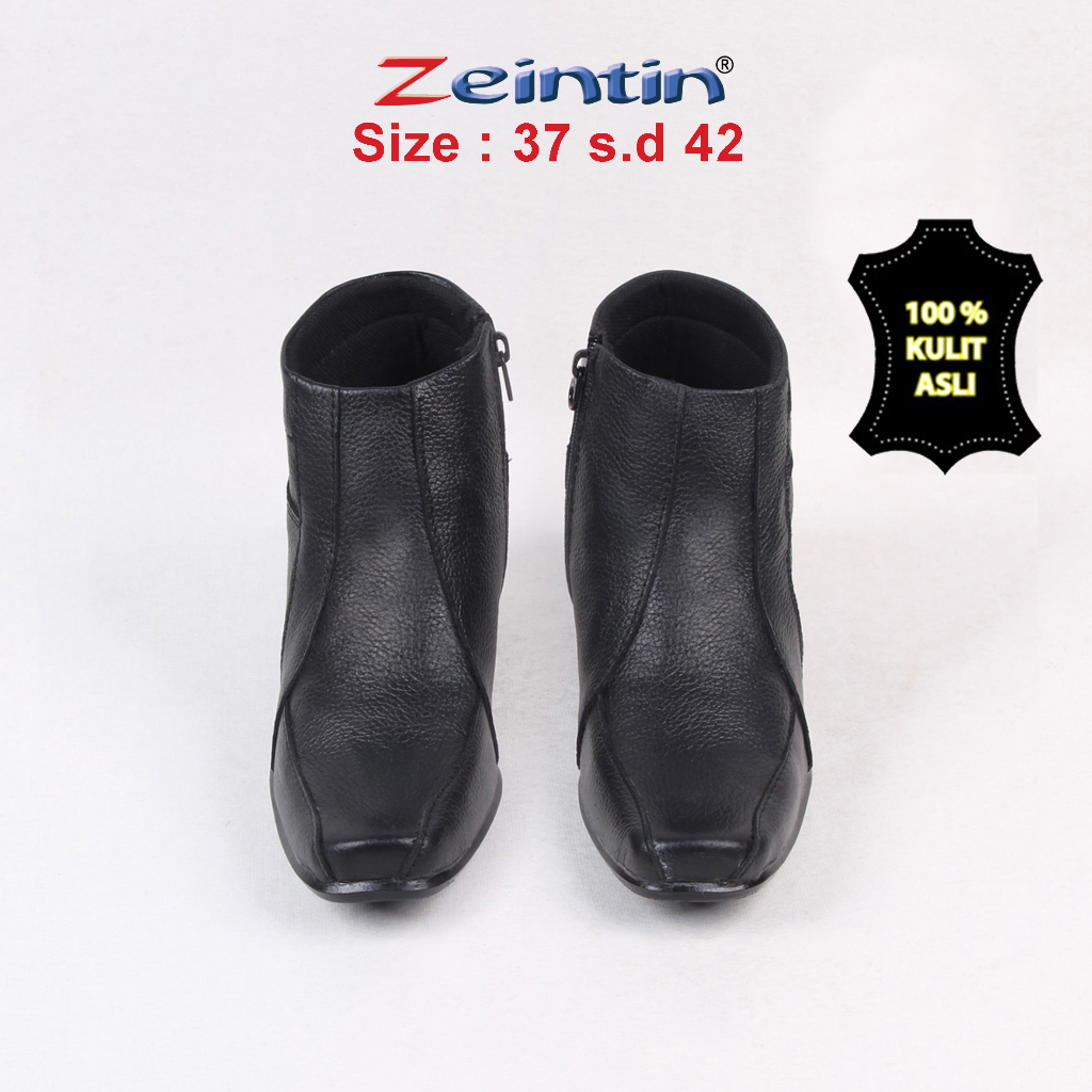 Zeintin - Sepatu Boots Wanita Bahan Kulit Sapi Asli Kasual Formal Sepatu Boots Fashion Wanita Sepatu Kerja Wanita Nyaman BJ