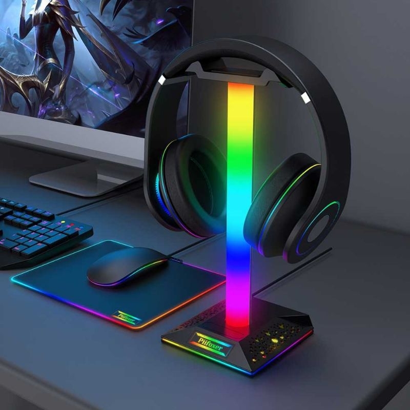 Piifoxer Gantungan Gaming Headphone Stand Hanger RGB USB 281mm - EB02