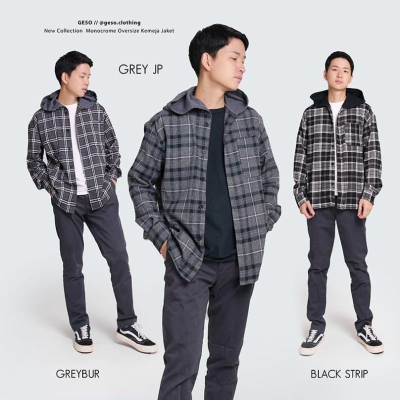 Geso - Oversize Kemeja Hoodie Flanel