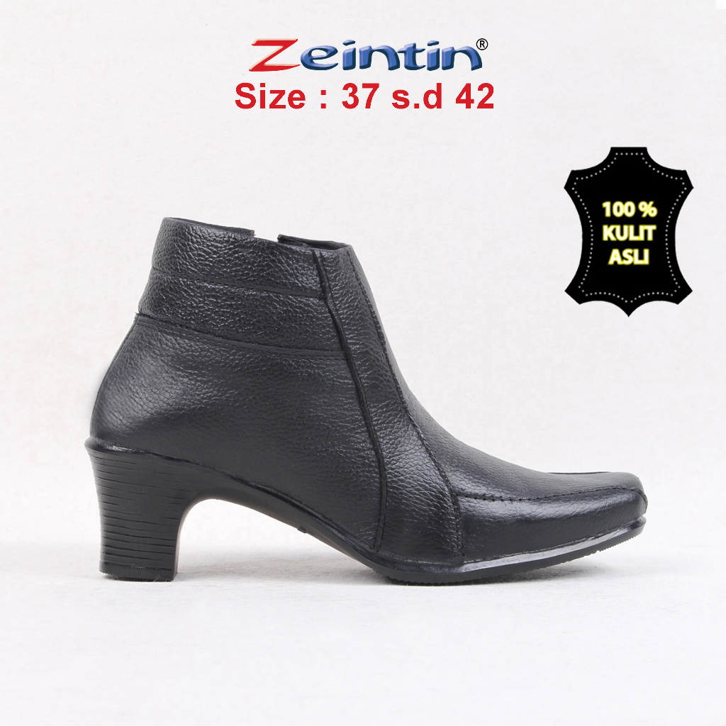 Zeintin - Sepatu Boots Wanita Bahan Kulit Sapi Asli Kasual Formal Sepatu Boots Fashion Wanita Sepatu Kerja Wanita Nyaman BJ