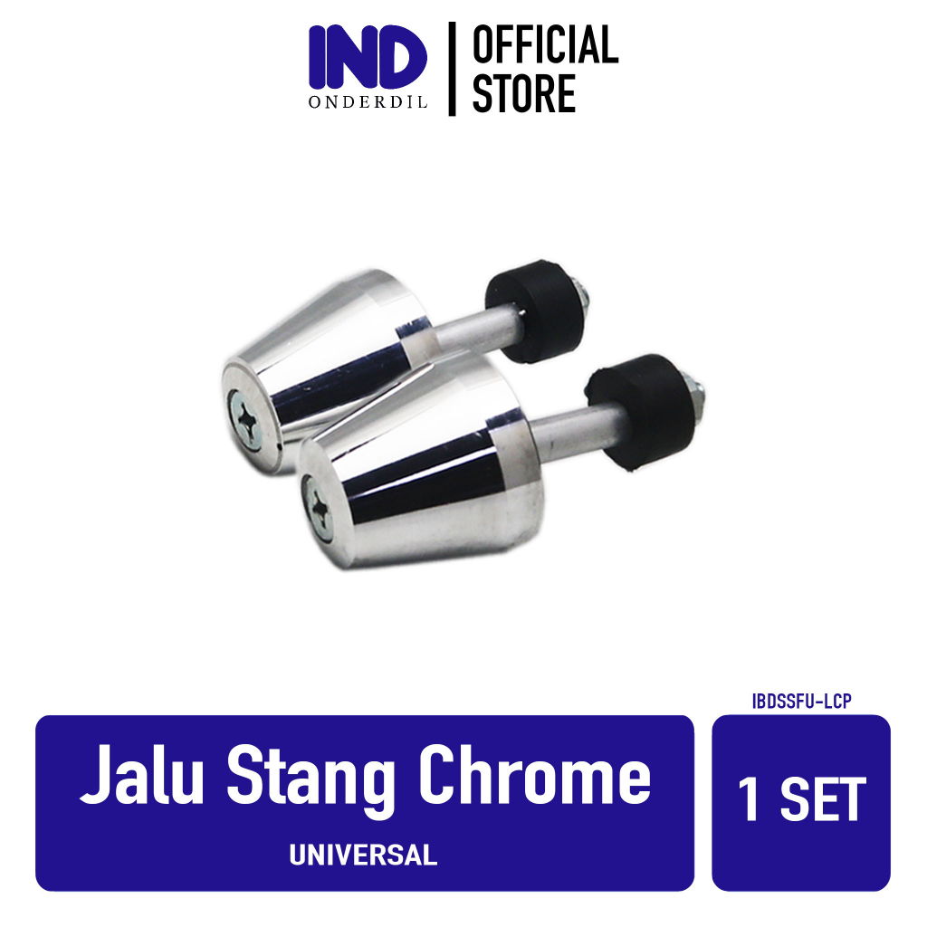 Jalu Stang Chrome PCX Jumbo Mini Thunder Satria FU Shogun Motor Matic Bebek-Sport Universal Bandul Tutup Ujung Setang Beat-FI-F1-Street-eSP &amp; Vario 150-125 LED Silver Besar Kecil