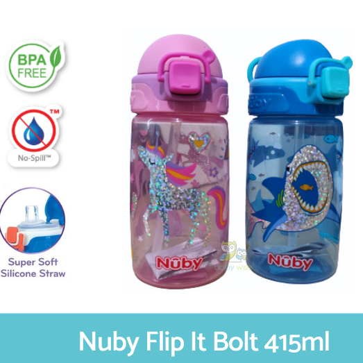 Nuby Flip It Bolt / Botol Minum Anak 18m+ - 415ml (Tersedia varian warna)