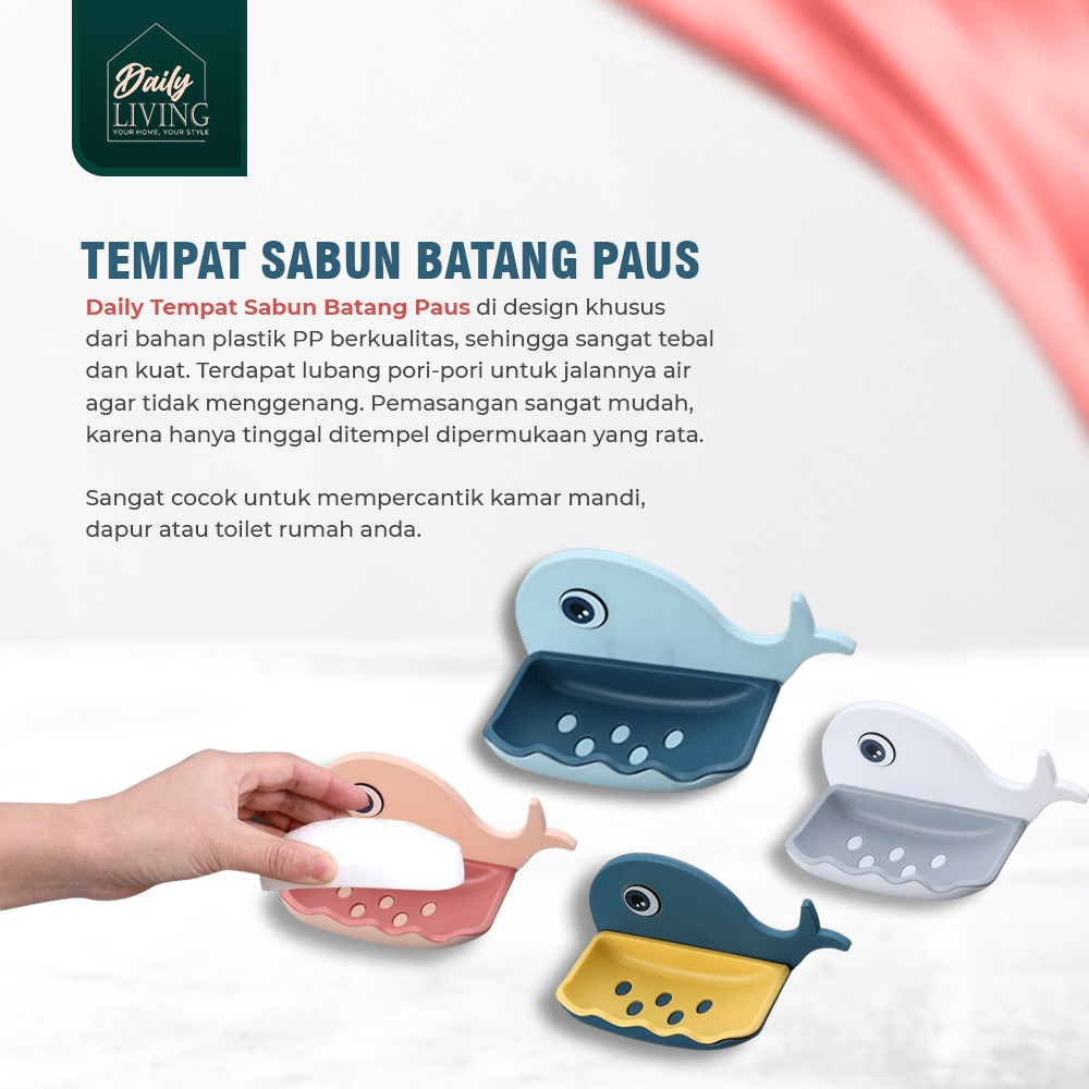 Tempat Rak Sabun / Tempat Sabun Batang Tempel Model Ikan Paus Daily Living