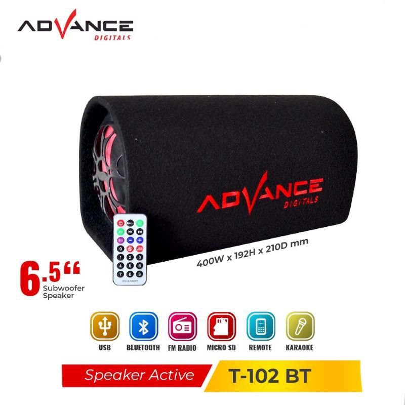 Speaker Advance Bluetooth T-102BT 6,5 Inch Subwoofer Speaker kapsul
