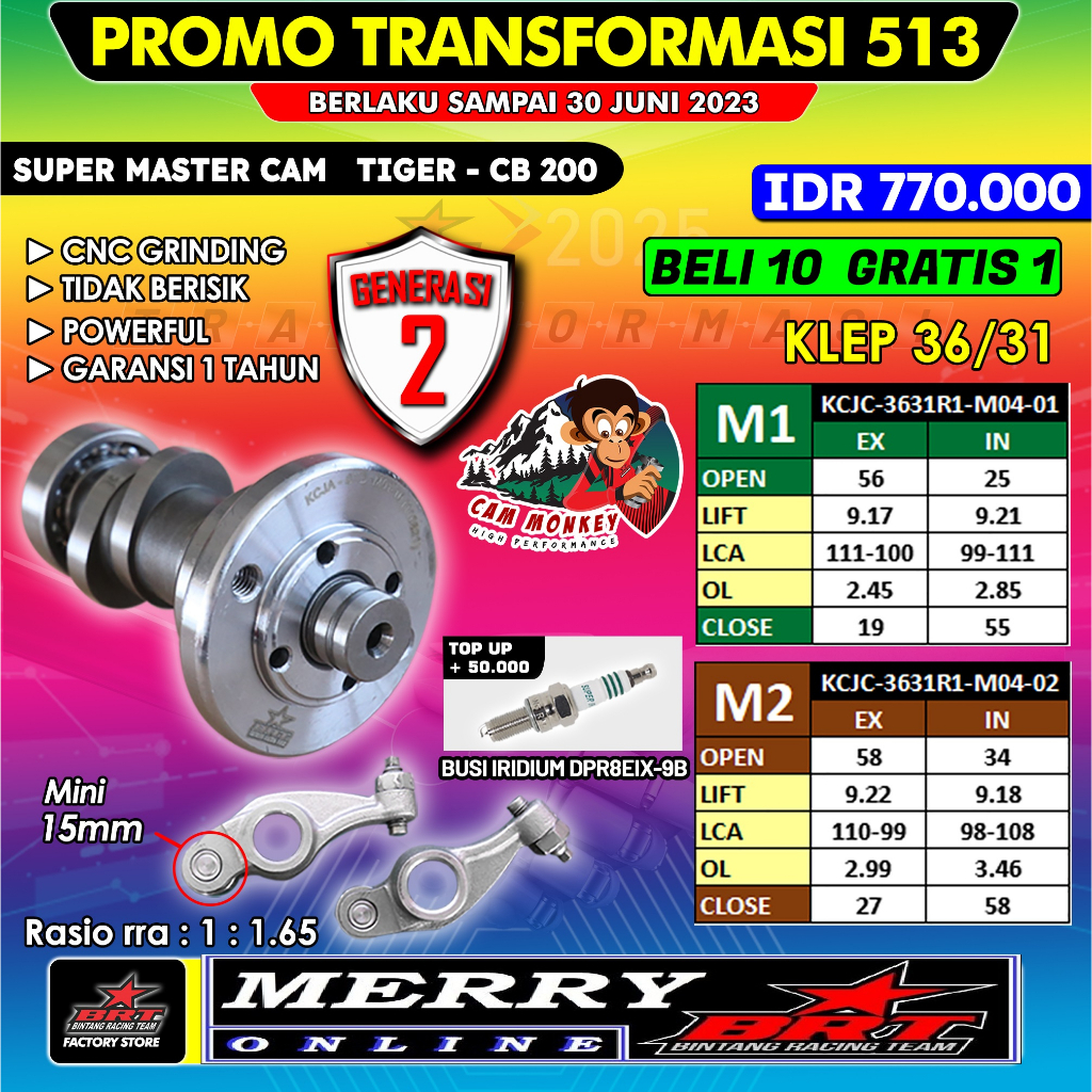 Promo 509 511 Dan 513 Super Master Cam BRT GEN 2 Noken as Monkey Adventure Trabas Tiger GL CB 100 Modif