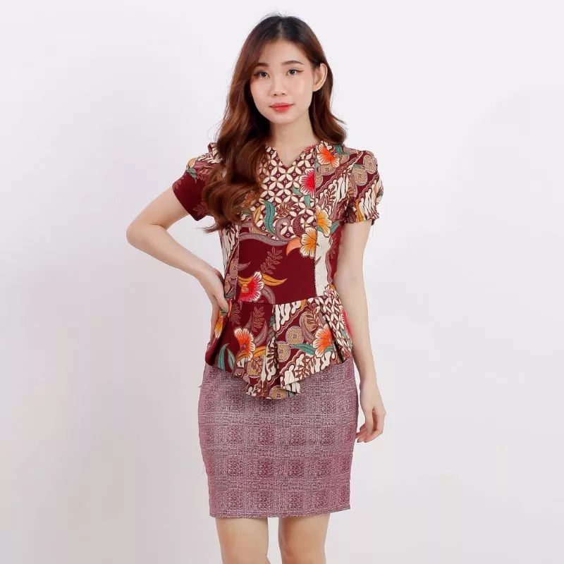 dress batik wanita A043-018 - bahan batik stetch