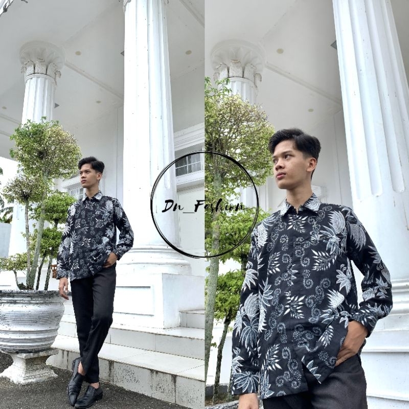 COD//KEMEJA BATIK//KEMEJA LENGAN PANJANG//KEMEJA COUPLE HITAM, PUTIH//TERLARIS