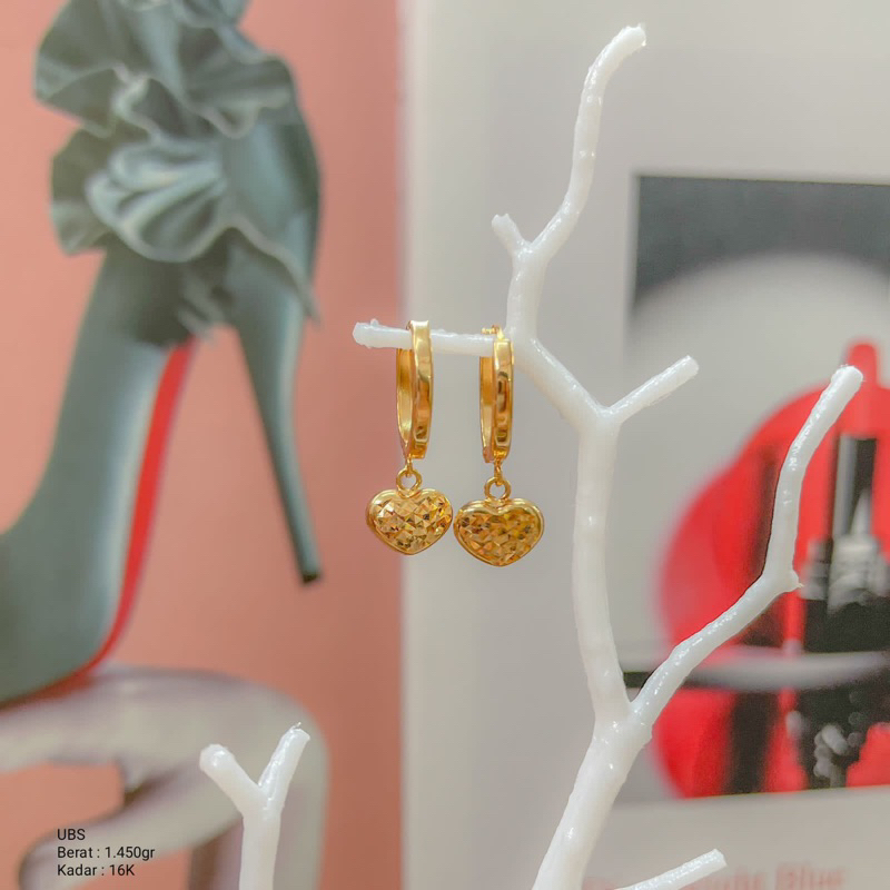 Perhiasan Anting Emas Love Fashion UBS 16k/700 8k/375