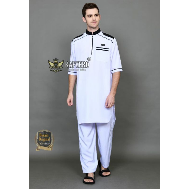 Setelan Baju Celana Koko Kurta Pakistan Turki Lengan Pendek Muslim Modern Pria Dewasa Original
