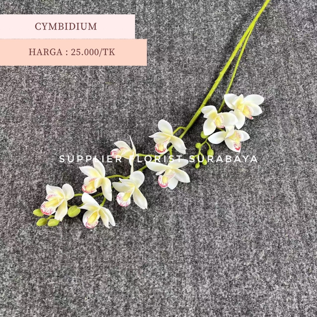 [10 KEPALA] BUNGA PALSU ANGGREK CYMBIDIUM KECIL BAHAN LATEX REAL TOUCH ARTIFICIAL FLOWER BUNGA HIAS PAJANGAN DEKORASI DECORATION DESIGN DESAIN WEDDING FLOWER FLORIST DIY ORCHID CABANG 2