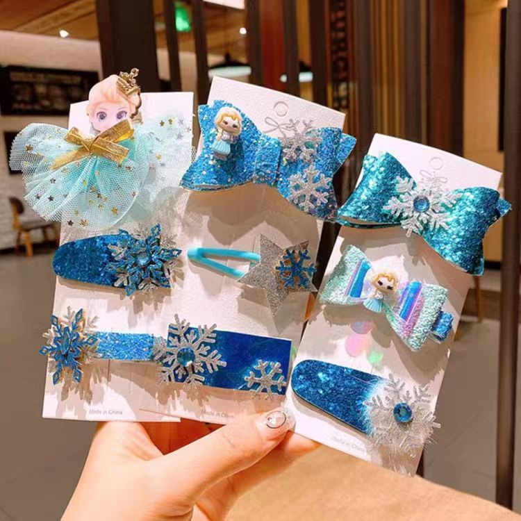 (Hello Girl)F220 3PCS 1Set Jepitan  Rambut Anak Perempuan Lucu Motif Pita Salju Gaya Korea Import