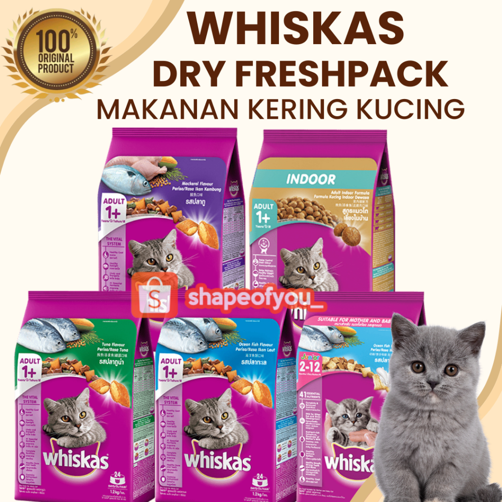 Whiskas Dry Cat Food Freshpack 450gr Wiskas 1.2 kg Junior Makanan Kering Kucing Kitten Adult Wishkas