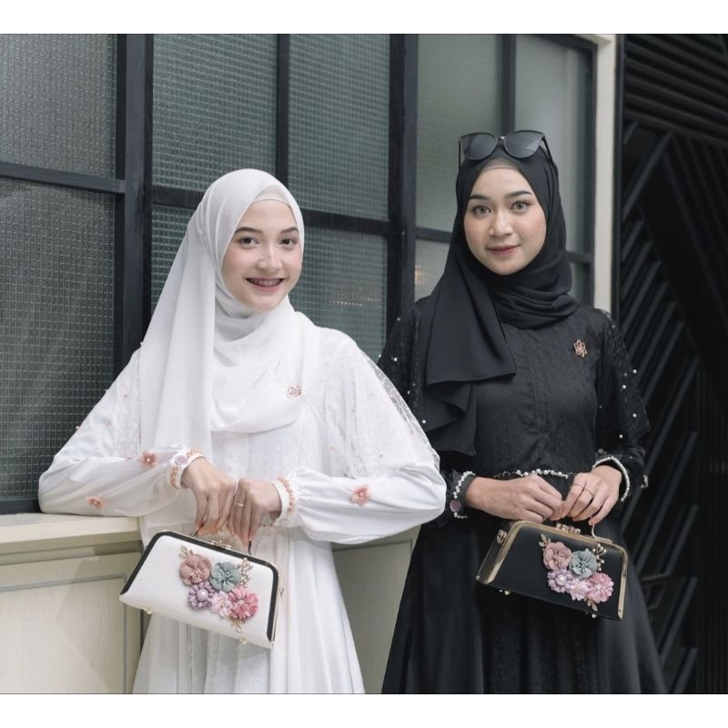 LAJOREE Flower Fabric Clutch Tas Pesta Cantik Mewah Tali Rantai Terbaru Clutchbag Clutch Bag Wanita Cewek Cewe Untuk Kondangan Ibu Ibu Premium Elegan Kekinian Fashion Slingbag Cantik Motif Bunga