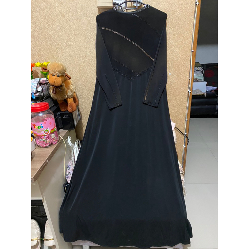 Preloved Hitam Haji Abaya Gamis Saudi Ihram Gamis Syari Polos Dress Payung Bludru Umrah Lebaran