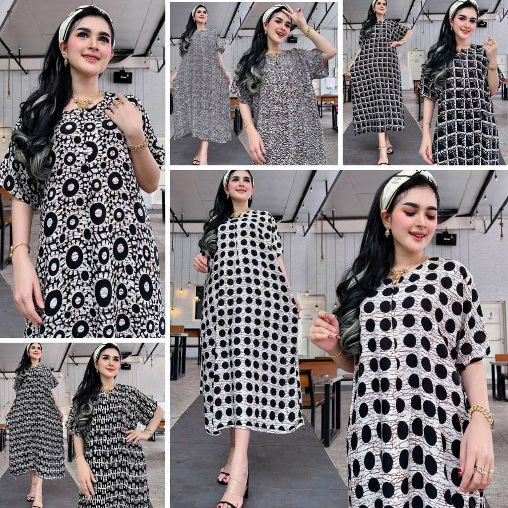 DASTER RAYON JUMBO MONOCKROM ASMAT GC PUTIH BIG SIZE XXL | DASTER RAYON NON RUFLE BATIK WANITA  | DASTER KEKINIAN BUSUI KANCING DEPAN MURAH