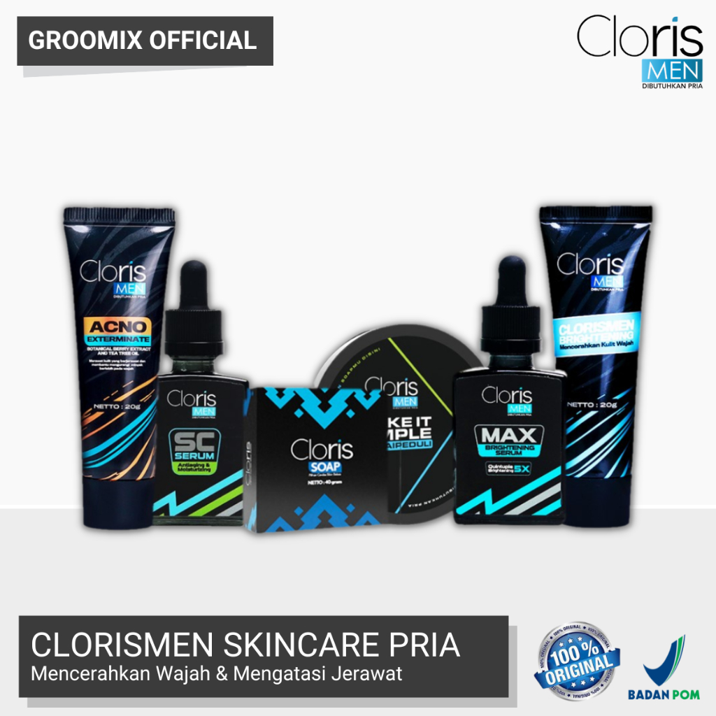 CLORISMEN Skincare Pria Sabun Muka Pria Charcoal Cloris Men Soap Sabun Wajah Pria Penghilang Jerawat Bopeng Flek Hitam Mencerahkan Wajah Glowing C0
