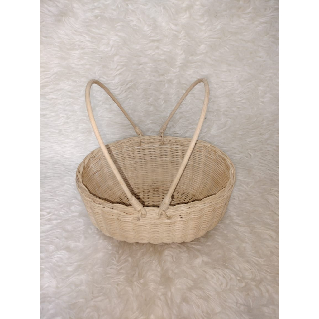 Rotan Keranjang Oval Tangkai/Keranjang Rotan