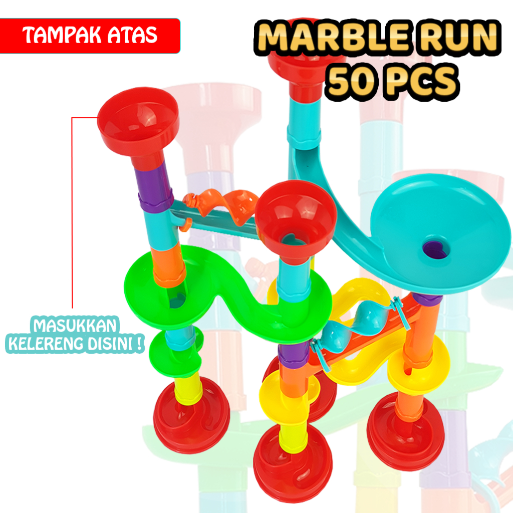 Mainan Bola Pipa Marble Run Isi 50PCS / Pipeline Toys Set / Pipa Seluncur Kelereng 8803