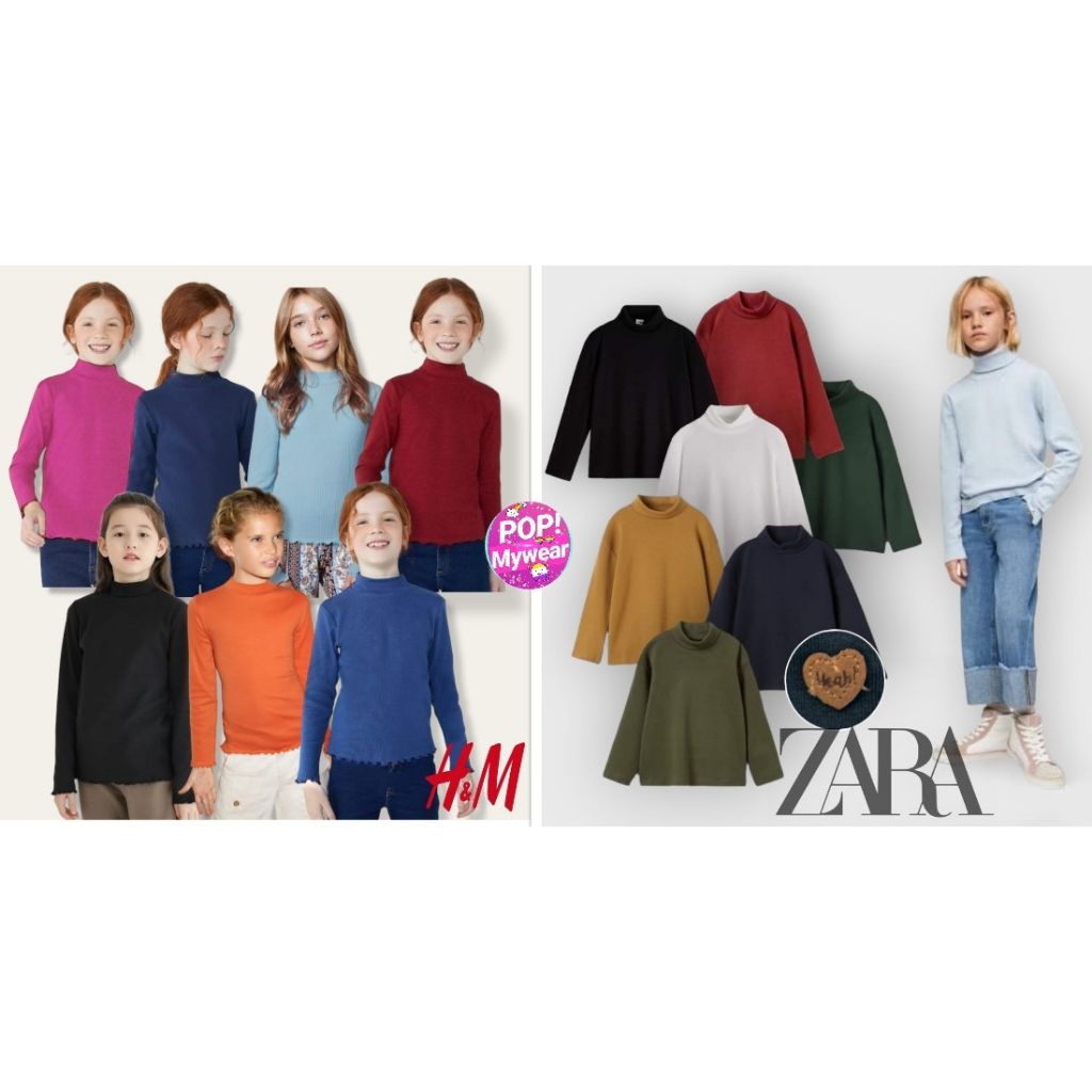 KAOS ANAK PEREMPUAN POPMYWEAR ZARA HM TURTLE NECK 9M-10Y / KAOS LENGAN PANJANG ANAK PEREMPUAN