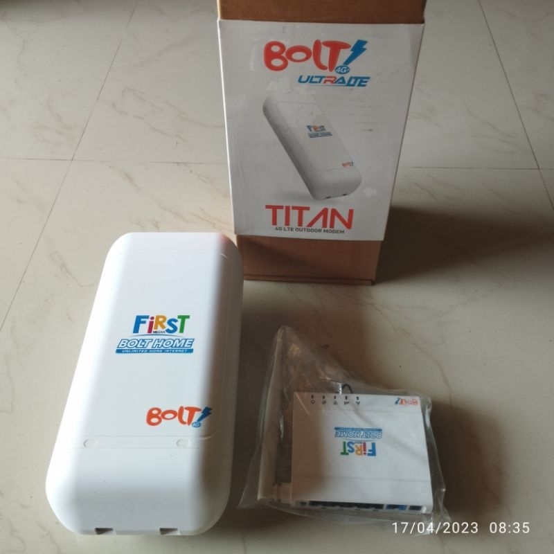 Modem Wifi Outdoor Indoor Satu Set NEW BOLT TITAN BL400 BL401 Sudah Unlock 4G LTE Frekuensi 2300 Support Telkomsel Byu Smartfren