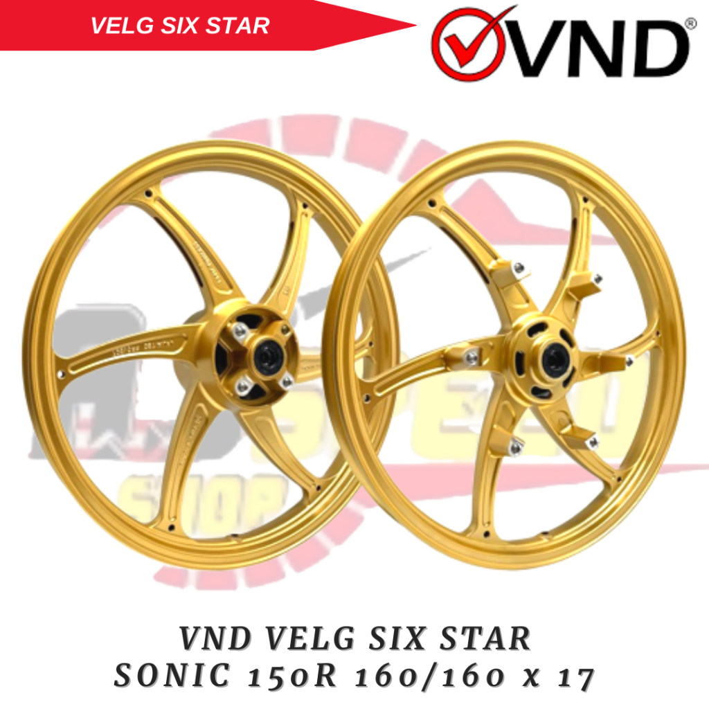 VND Racing Velg Six Star Ring 17 Ukuran 160 160 Sonic 150R Warna Gold / VND Velg Six Star / VND Orig