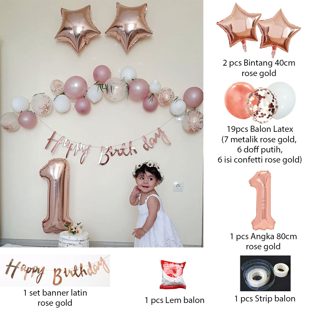 [PAKET] Dekorasi Ulang Tahun Anak CHAIN SIMPLE STAR LATIN Hiasan Birthday Backdrop