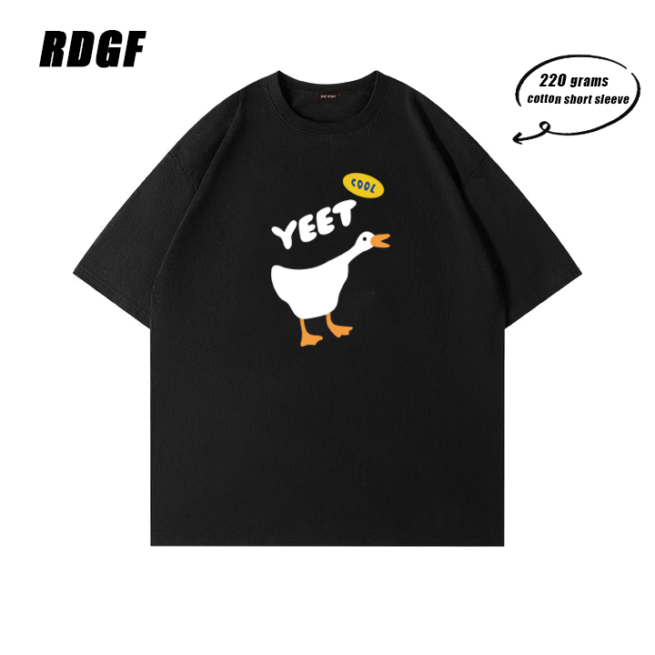 RDGF kemeja leher bulat pakaian sederhana kaos cetak bebek kaos hitam  PRIA &amp; WANITA (UNISEX)