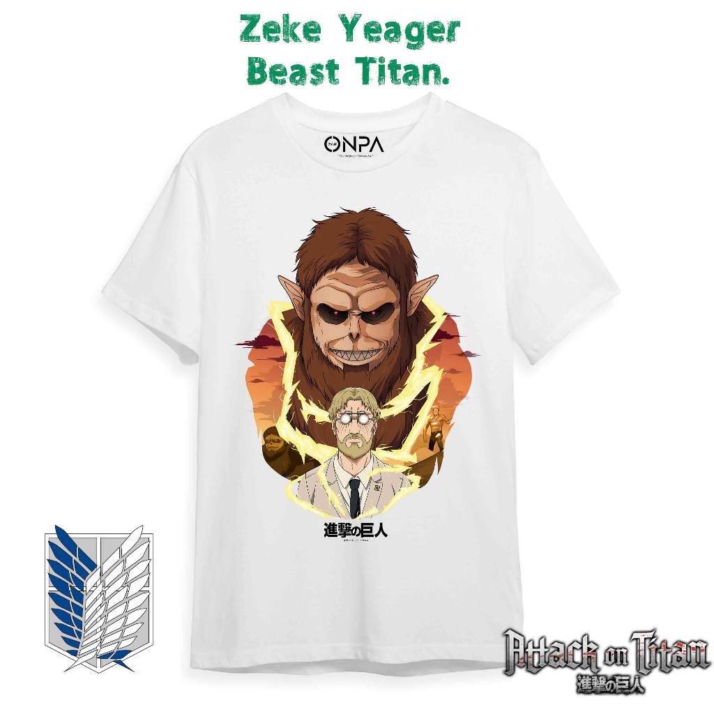 Kaos attack on titan / Baju Shingeki no Kyojin Edisi Zeke Yeager Beast Titan