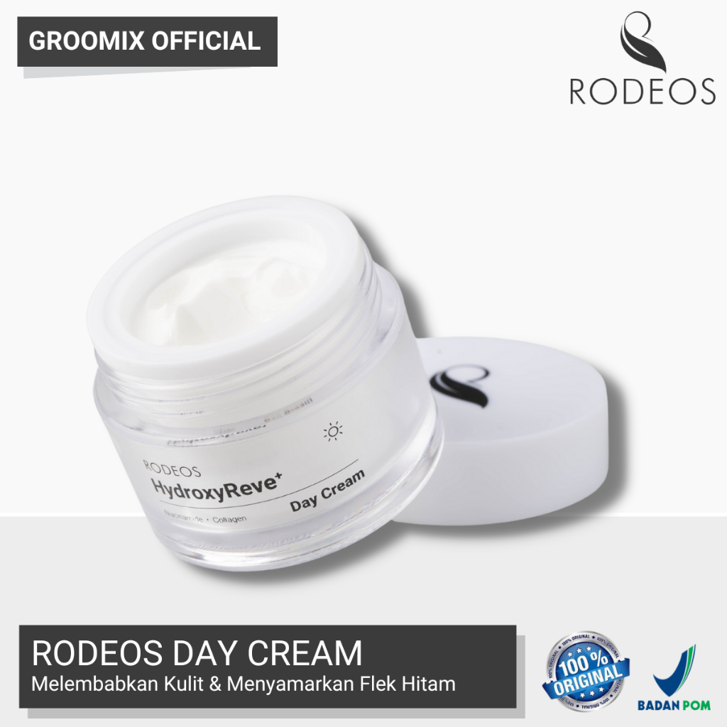 Krim Pagi Rodeos Day Cream Skincare Pria SPF 40 UVA UVB RODEOS Day Cream HydroxyReve Pencerah Wajah Niacinamide Collagen BPOM