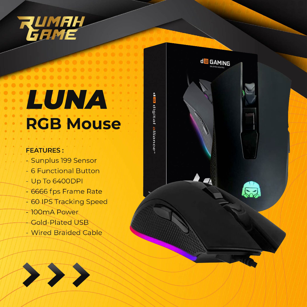 DA Digital Alliance Luna Gaming Mouse RGB - Mouse Gaming DA RGB