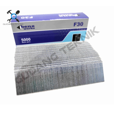 Isi Staples Paku Tembak Model LURUS 30mm 5000pcs F30 BENZ / Refil Refill Isi Ulang Mesin Air Nailer Angin Stapler Gun F 30 BENZ