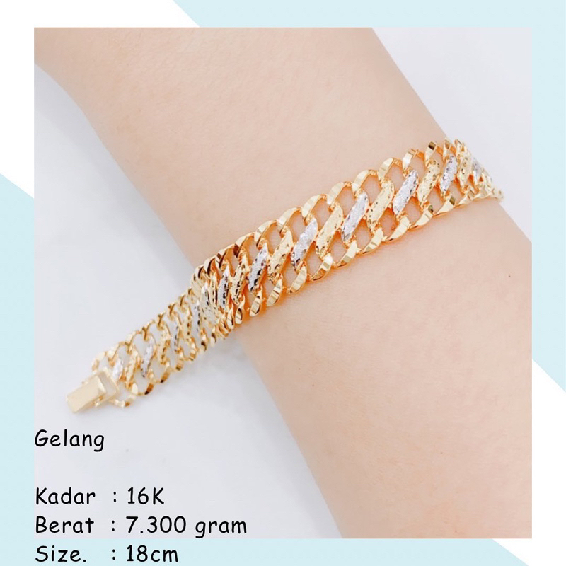 GELANG EMAS 7.300gr 16K RANTAI DOBEL 2 WARNA