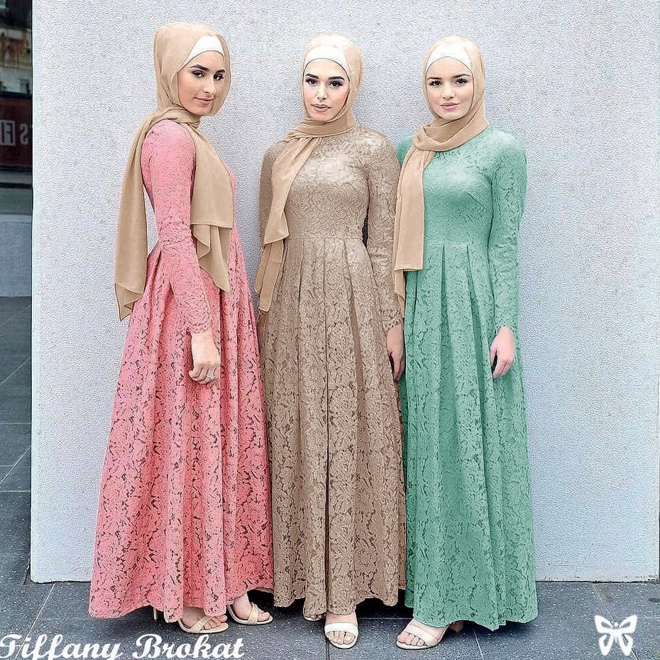 HOPYLOVY - Gamis Wanita Tiffani Maxi Brukat