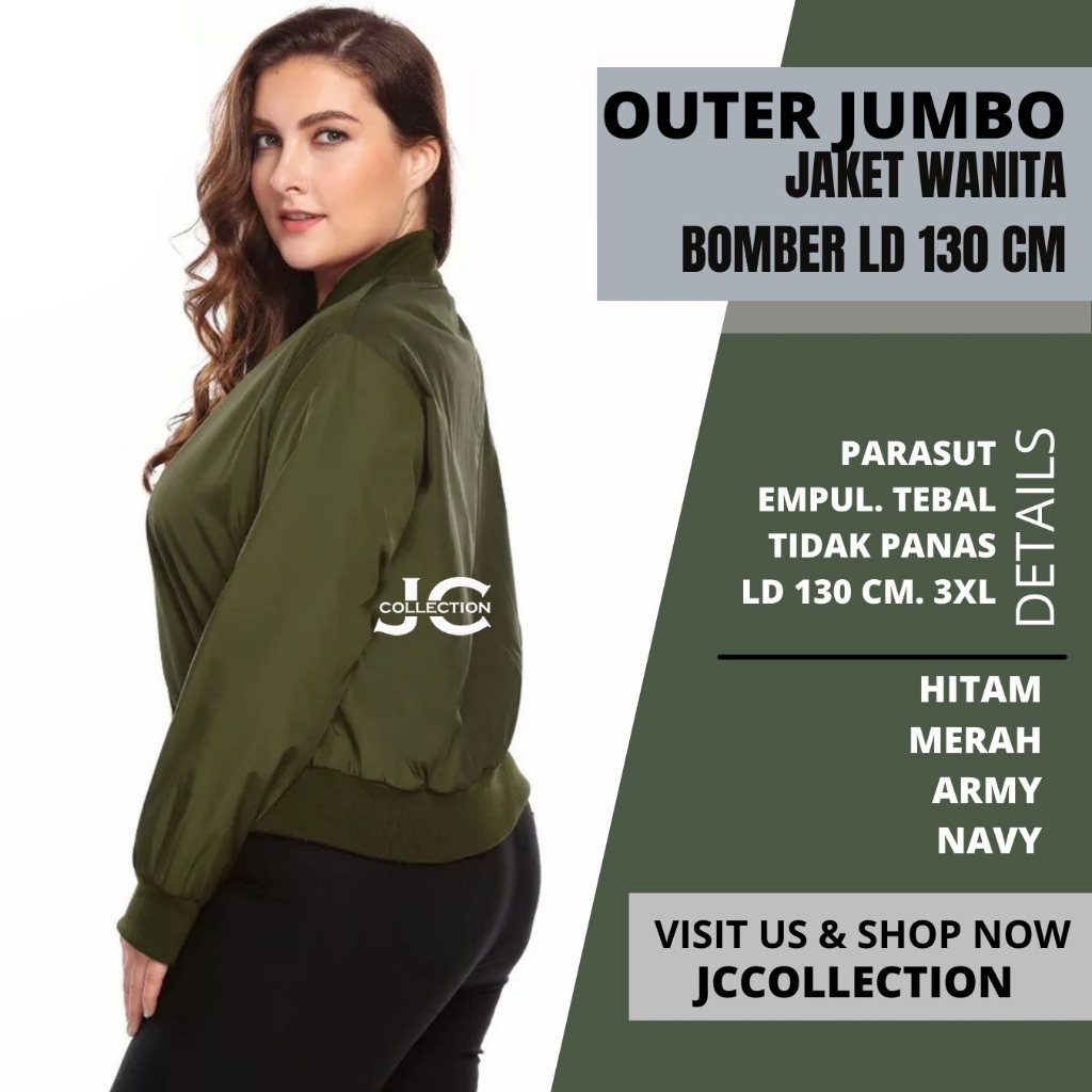 Jaket Bomber Wanita Big Size 2XL fit to 3XL / Bomber Jumbo - JCCollections