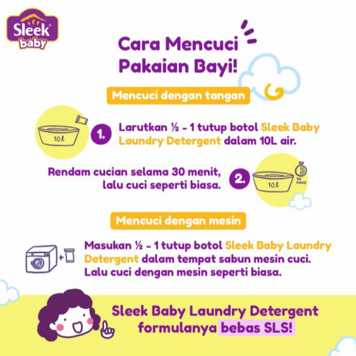 SLEEK Laundry Detergent 1200 ml / Deterjen baju bayi