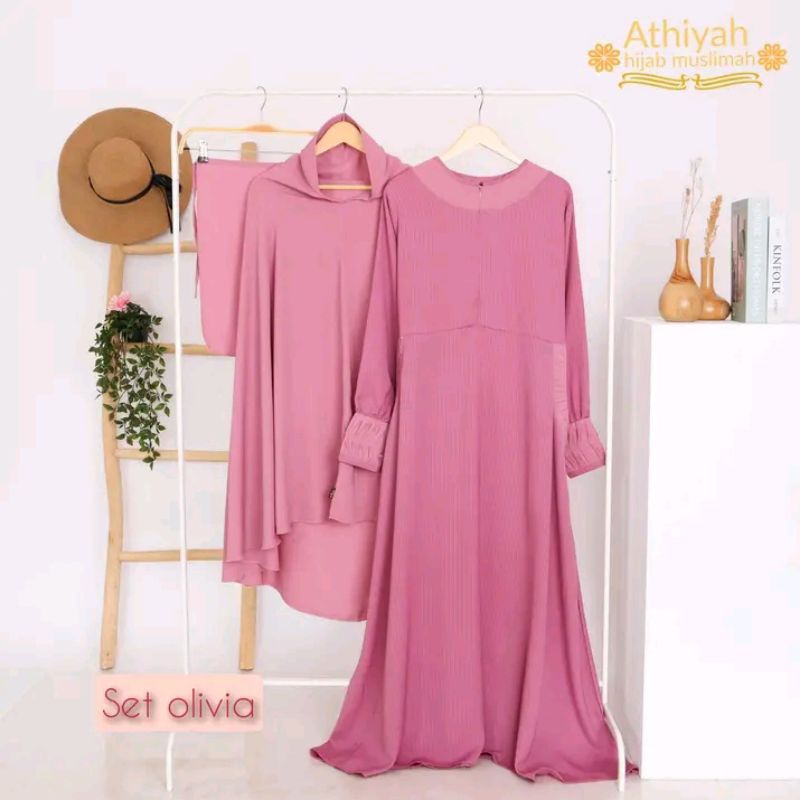 ATHIYAH SET GAMIS SALUR PINK ATHIYAH COLLECTION ATHIYAH HIJAB MUSLIMAH