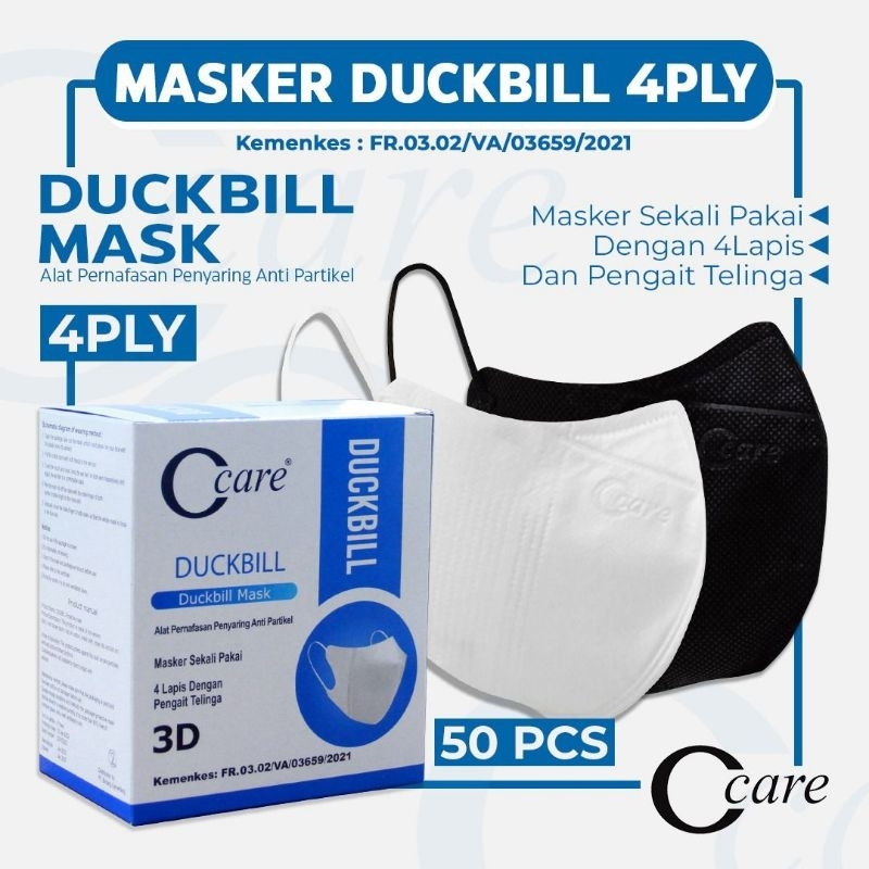 ASLI Duckbill ONCARE Embos 4 Ply 4 Lapis Masker Duckbill 1 Box 50 Pcs Duckbill 3SS Duckbil Nobrand