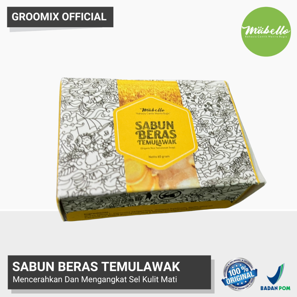 MABELLO SABUN TEMULAWAK Alami Pencerah Kulit Muka Dan Badan Sabun  Scrub Pembersih Wajah Dan tubuh Halal BPOM