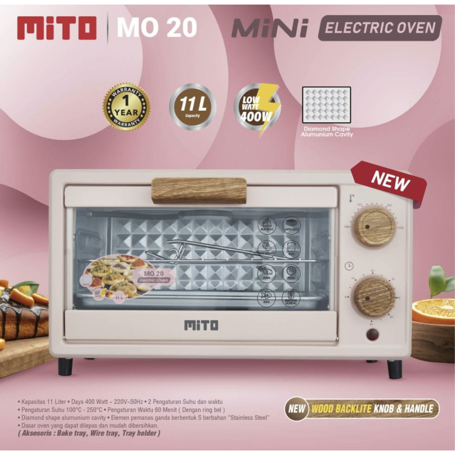MITO Oven Listrik Mini MITO MO 20 Kapasitas 11 Liter