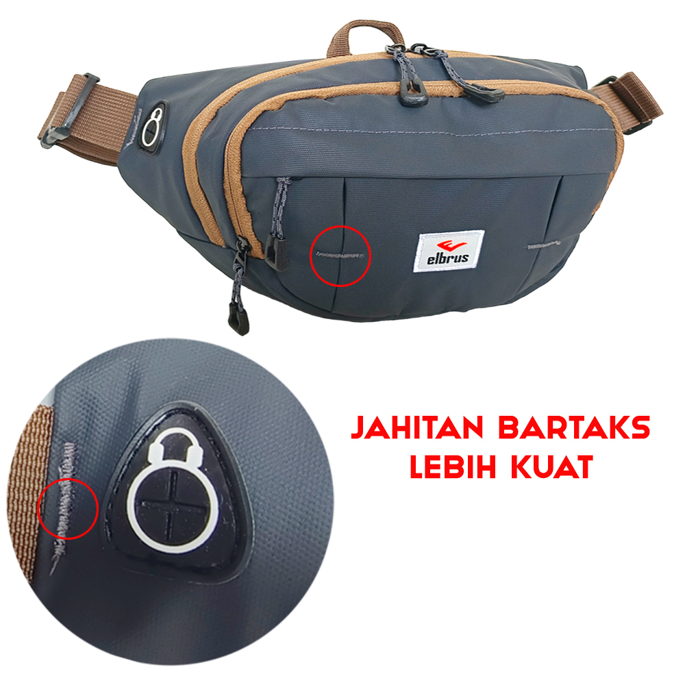 ELBRUS Tas Pinggang Pria Waterproof Keren Terbaru 2023 Waistbag Cowok