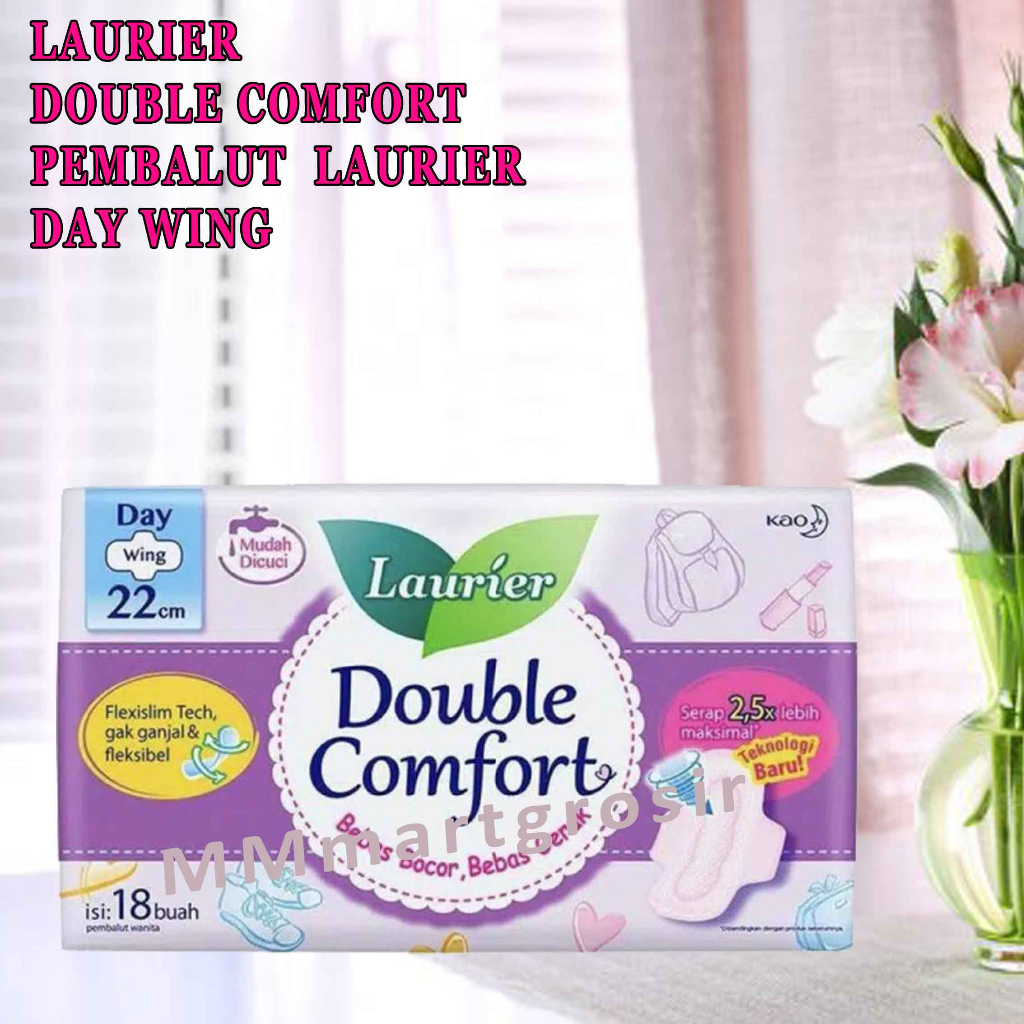 Laurier Double Comfort / Pembalut laurier / Day Wing 22cm /Isi 18 buah