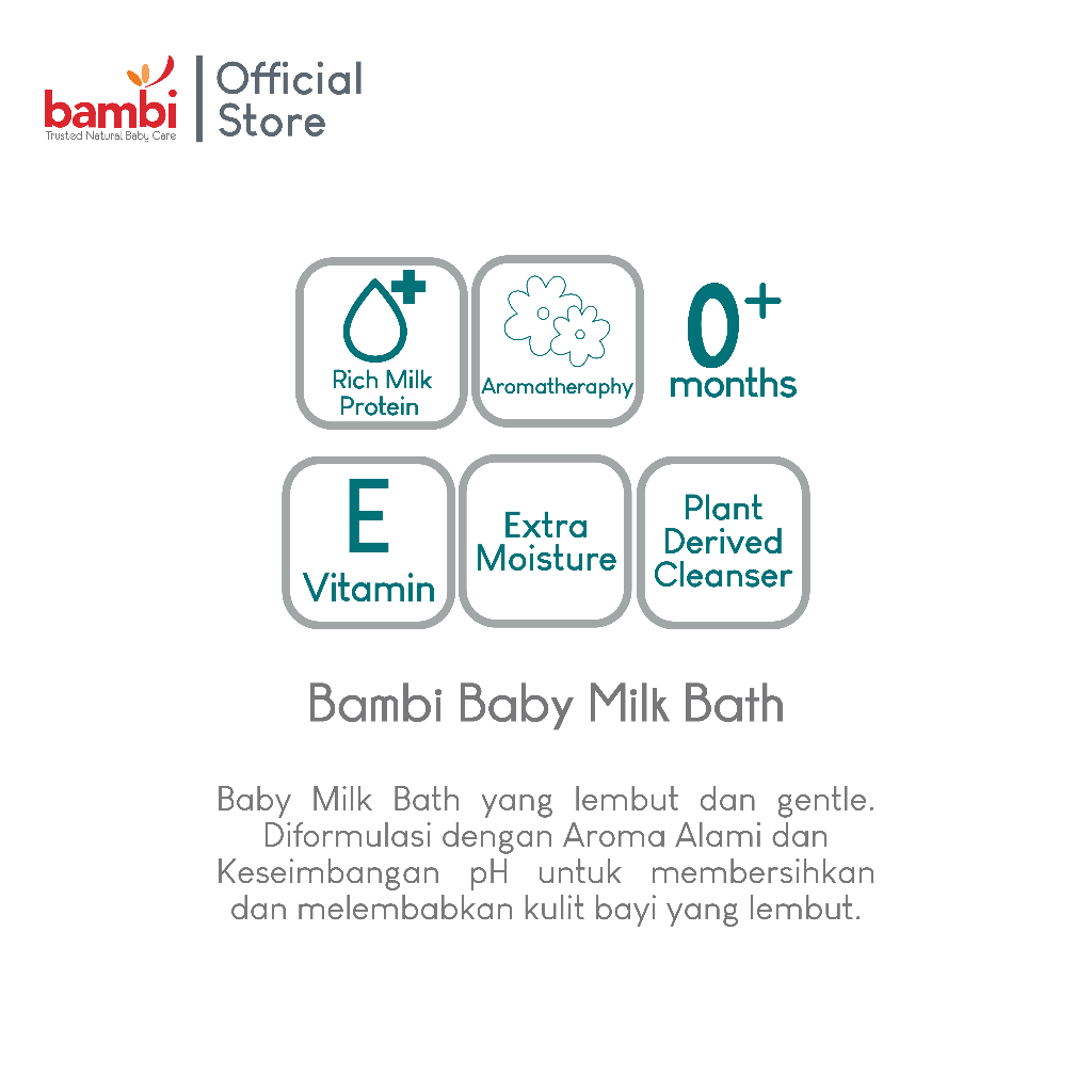 Bambi - Baby Milk Bath - Pembersih Badan Bayi - Sabun Mandi Bayi