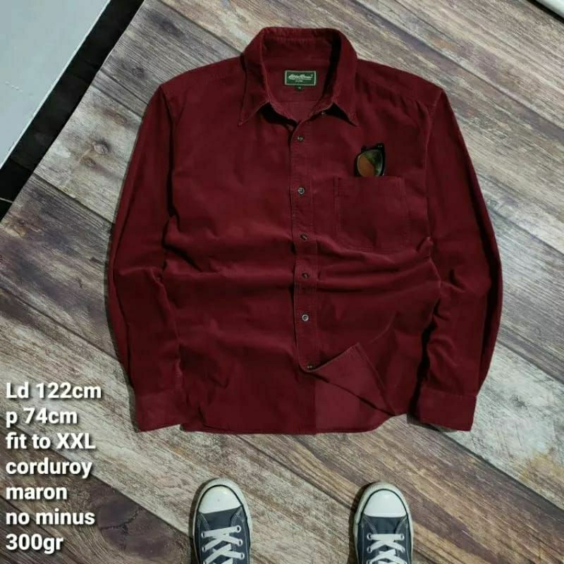 FL3 kemeja lengan panjang corduroy eddie bauer size XXL basic polos cowok pria casual vintage cordur