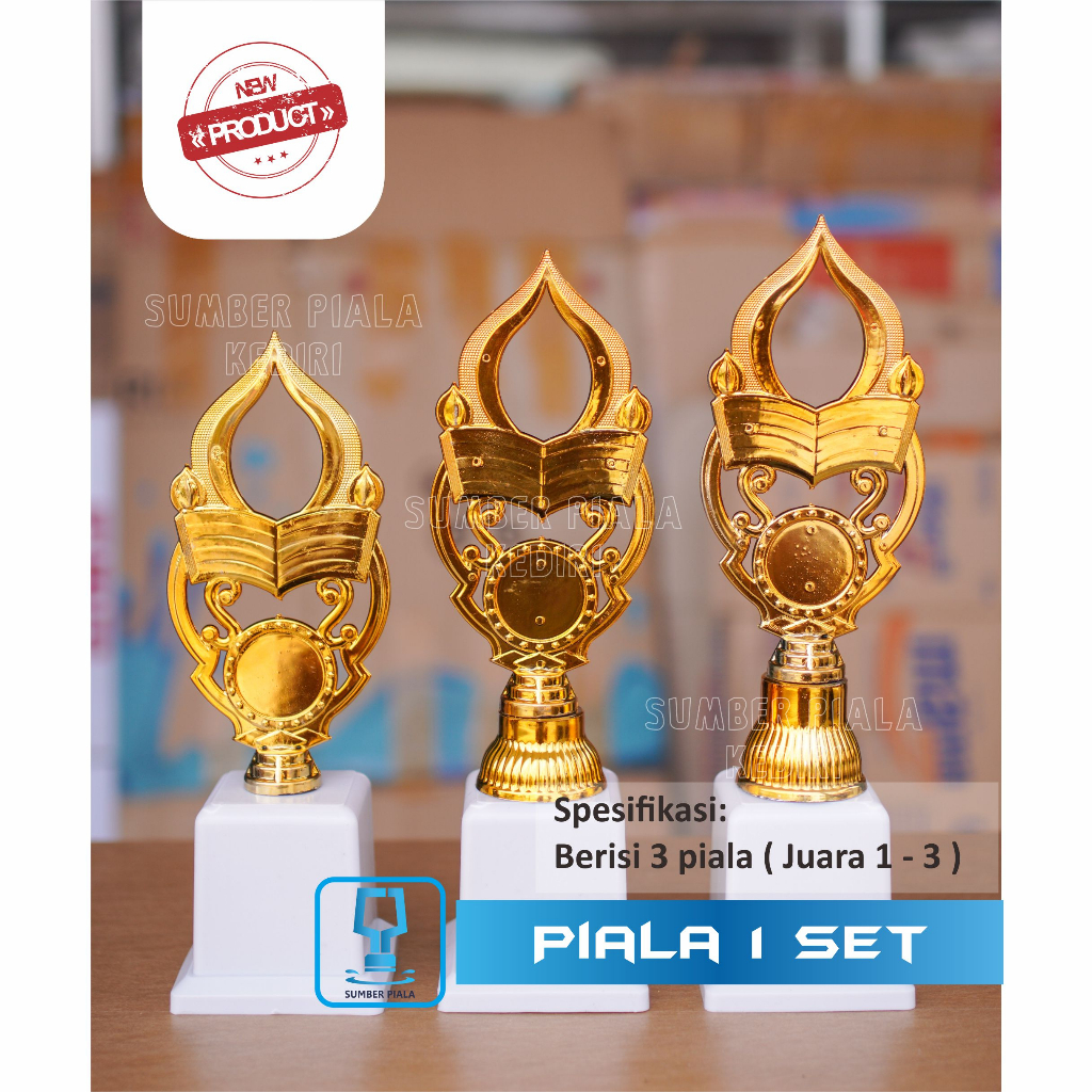 Piala Masjid 1 Set ( Berisi 3 Piala )/Piala Set Lomba Keagamaan/Piala set lomba Maulid Nabi