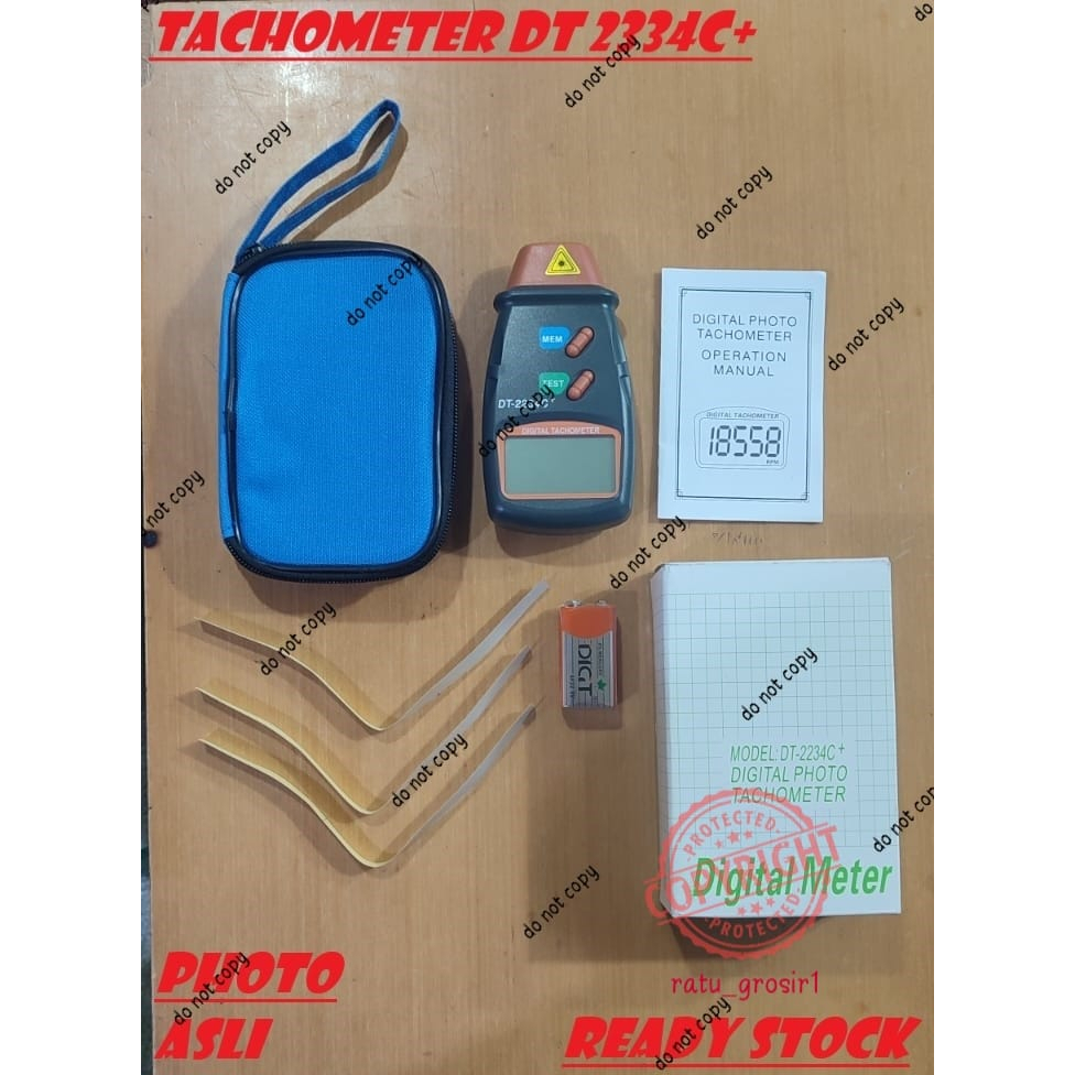 Tachometer Digital Laser DT-2234C+ LCD Laser Photo RPM Meter Alat Pengukur Kecepatan Putaran