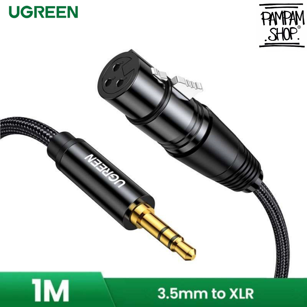 UGREEN ORIGINAL Kabel Audio Jack 3.5mm Male to XLR Female Mic Microphone Sound Card Cable Gold Plated Ori