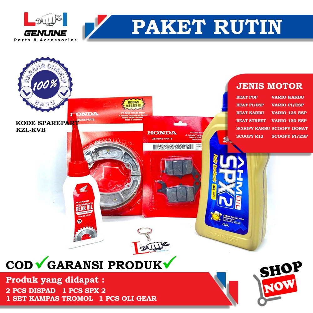 -LOI- PAKET SERVICE RUTIN OLI MPX 2 / SPX 2 SET AHM GEAR 120ML &amp; KAMPAS REM BEAT FI ,VARIO 125/150 ,SCOOPY &amp; VARIO 110 KZL/KVB