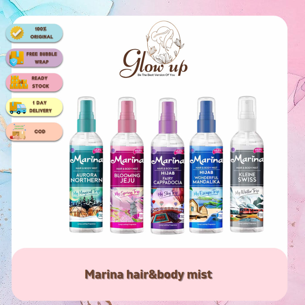 ✨GLOWUP✨ Marina hair&body mist pink city,carribean Breeze, secret paradise,vintage romantic/BPOM Ori