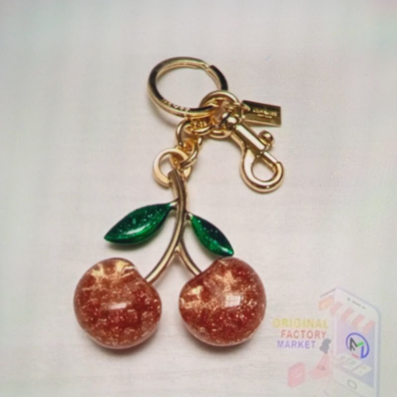 gantungan coach 88547 keychain signature Cherry bag charm