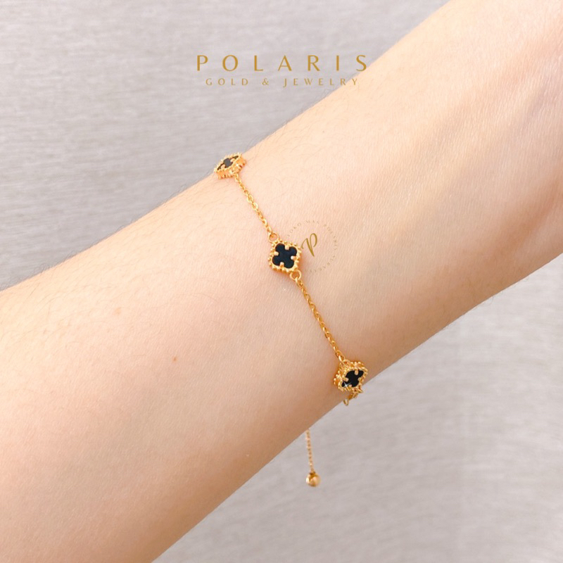 Set Perhiasan Bunga Gold Hitam 16K